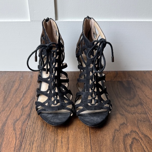 Nine West Black Strappy Lace Up Heels size 6.5 - Picture 7 of 13